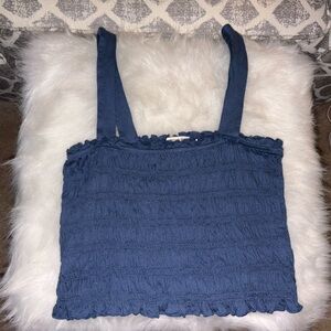 American Eagle Outfitters Navy Ruffled Tank Top Medium NWT